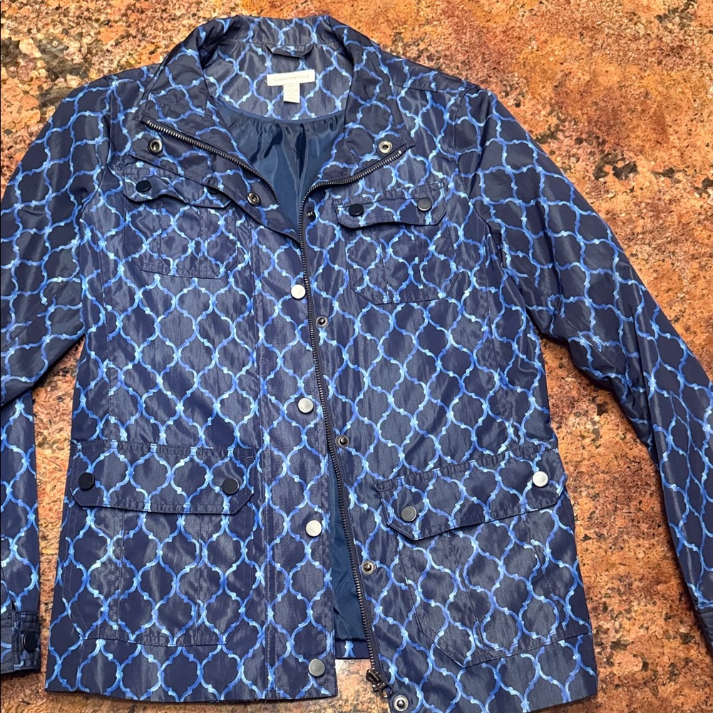 Charter Club Blue Patterned Utility Jacket